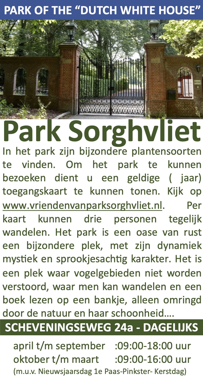 Park Sorghvliet Scheveningen Catshuis