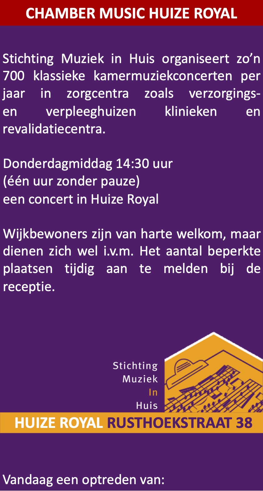 Stichting Muziek in Huiscare for Jazz MiH Concertagenda Scheveningen