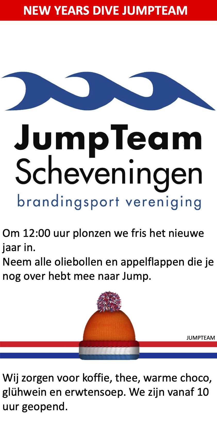 Jump Nieuwjaarsduik Jumpteam Scheveningen Brandingsport Vereniging