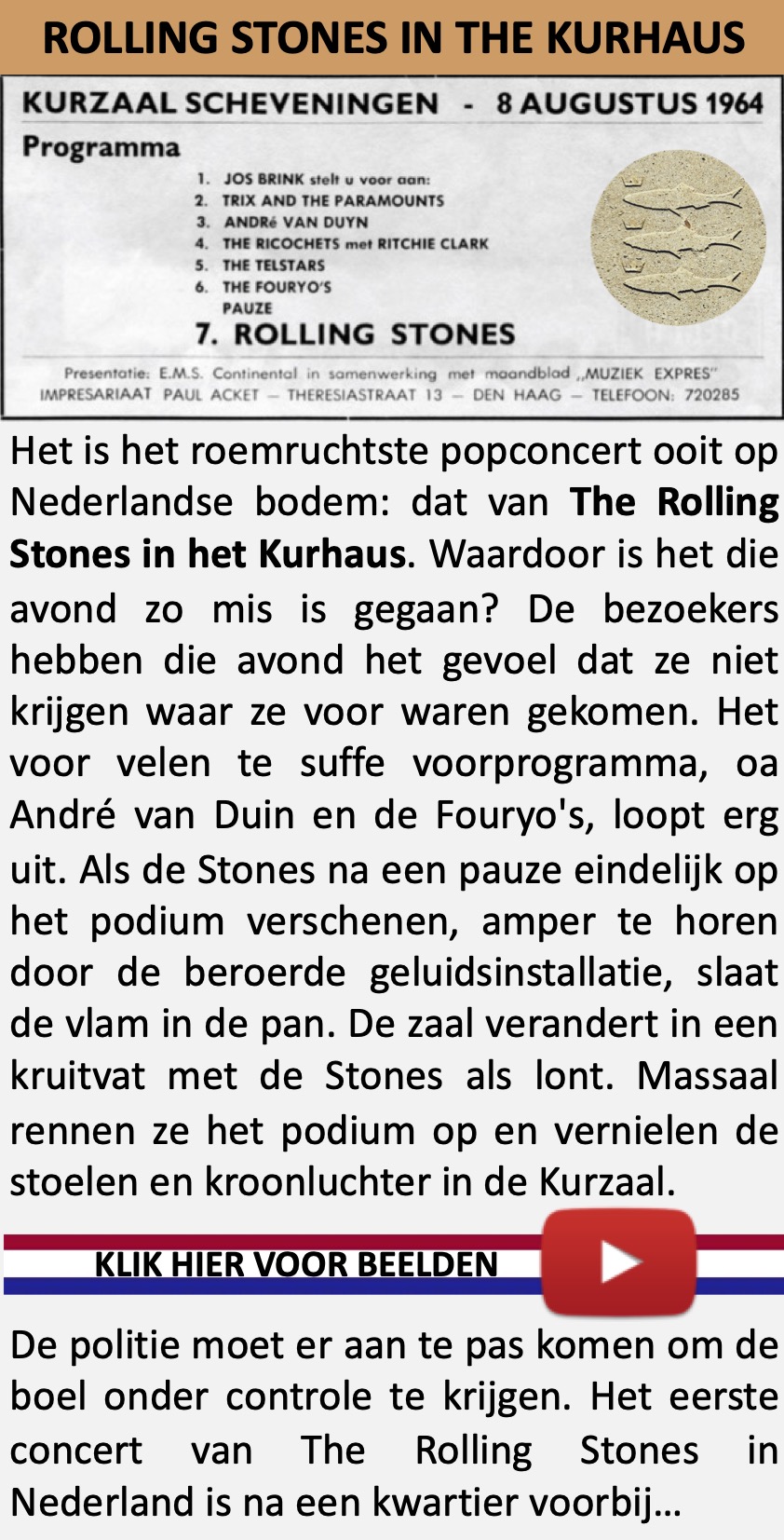 The Rolling Stones in het Kurhaus. De wilde jaren ‘60 begonnen in ons land op 8 augustus 1964