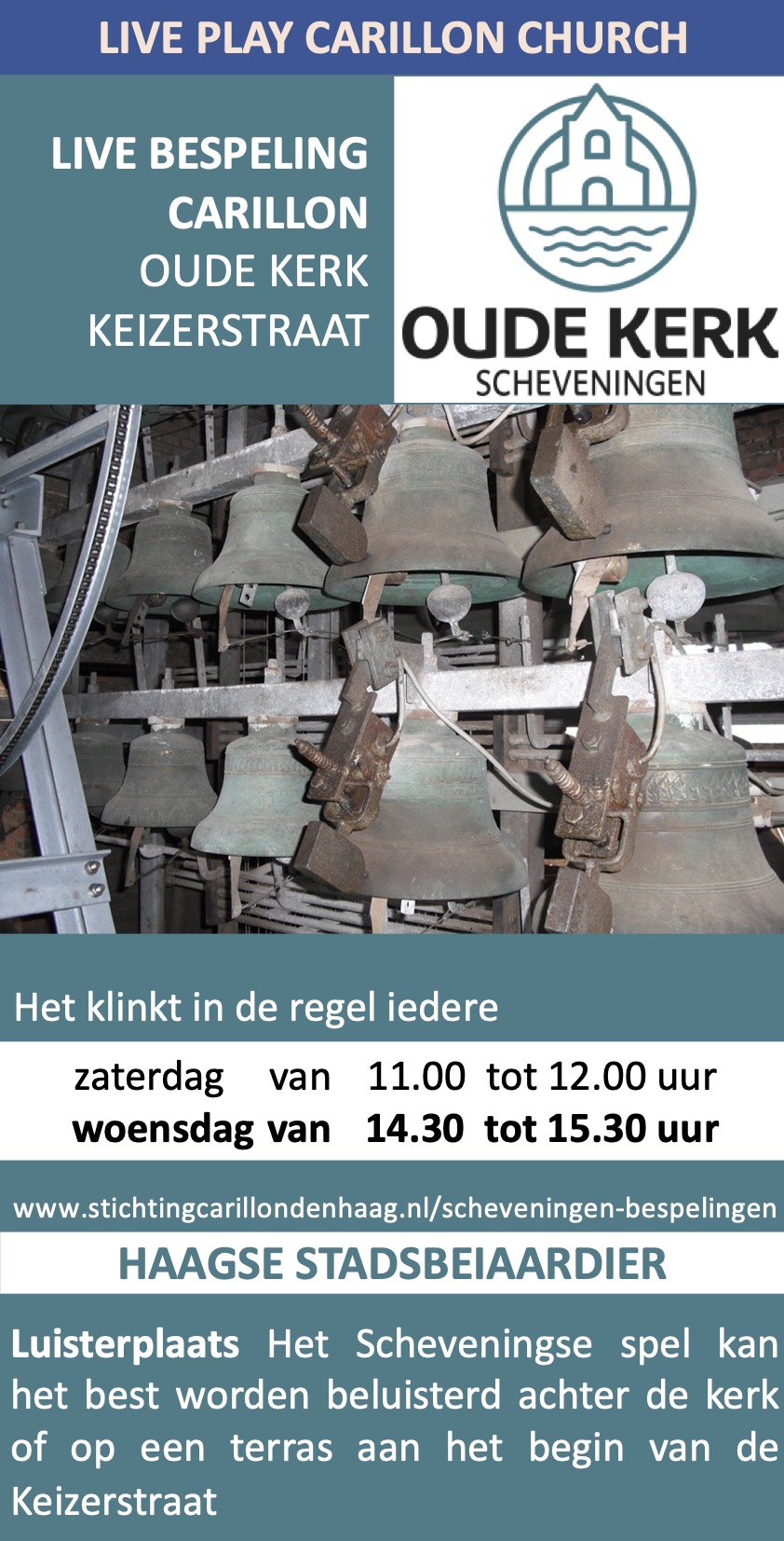 Live bespeling Carillon Oude Kerk Scheveningen op woensdag