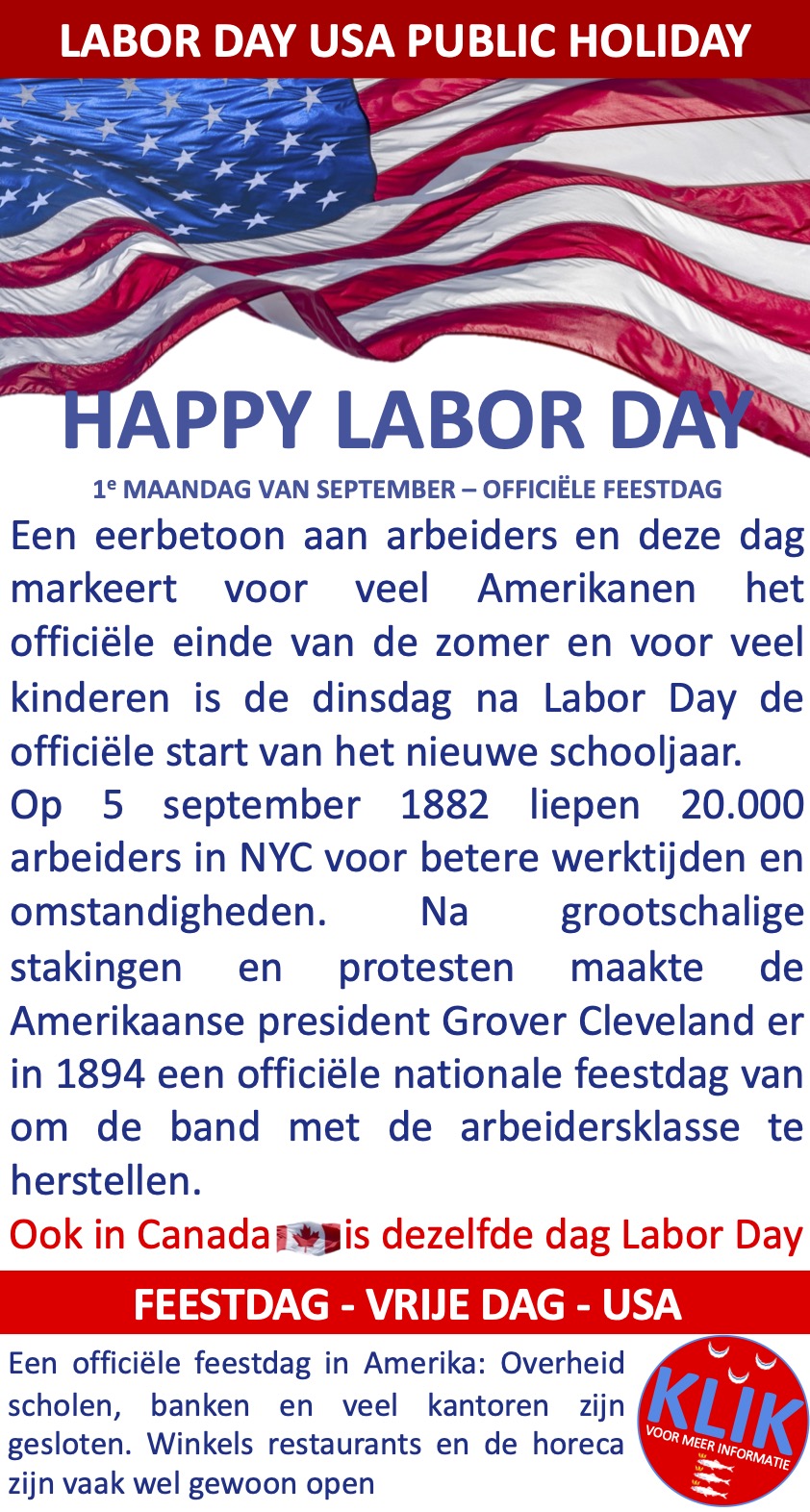 USA Canada LABOR Day first monday september