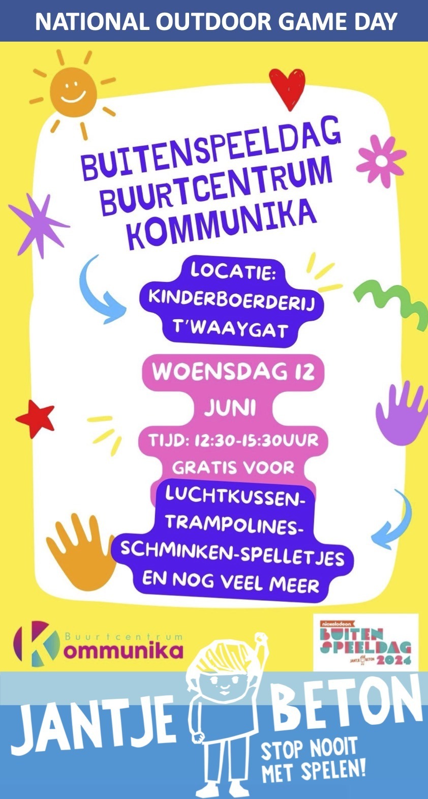 Buitenspeeldag Kommunika en T Waaygat Scheveningen Jantje Beton 2e woensdag in juni